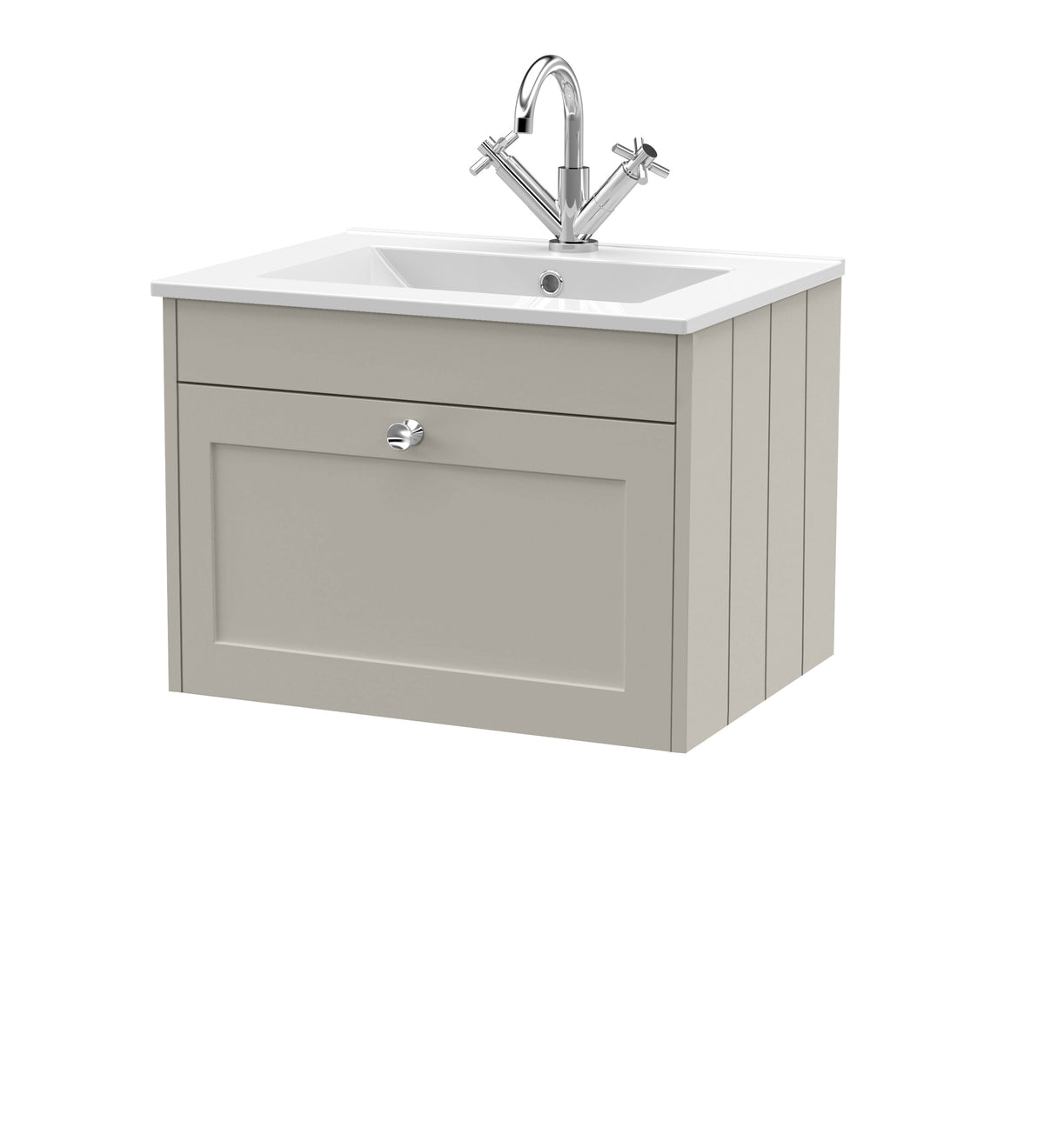 Old London Ashwick 600mm Wall Hung 1-Drawer Unit With Basin 1 Tap Hole