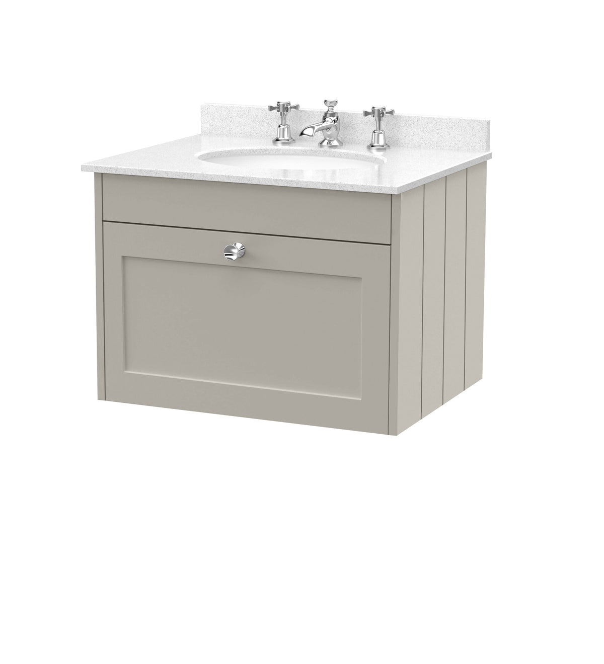 Old London Ashwick 600mm Wall Hung 1-Drawer Unit With Marble Top 3 Tap Hole