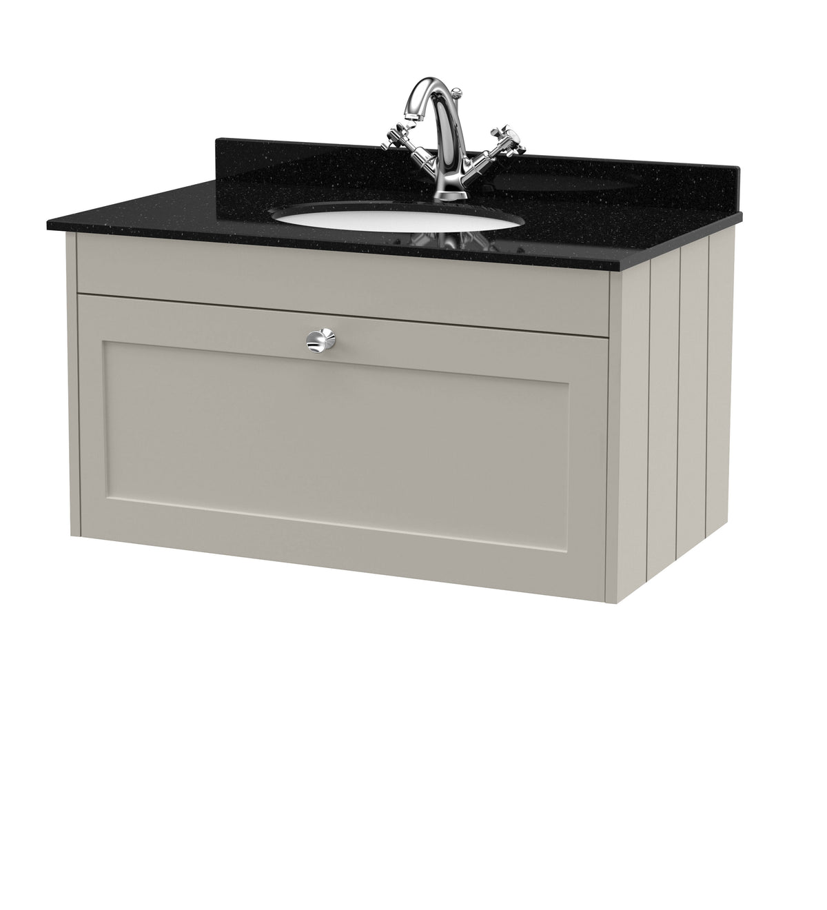 Old London Ashwick 800mm Wall Hung 1-Drawer Unit With Marble Top 1 Tap Hole