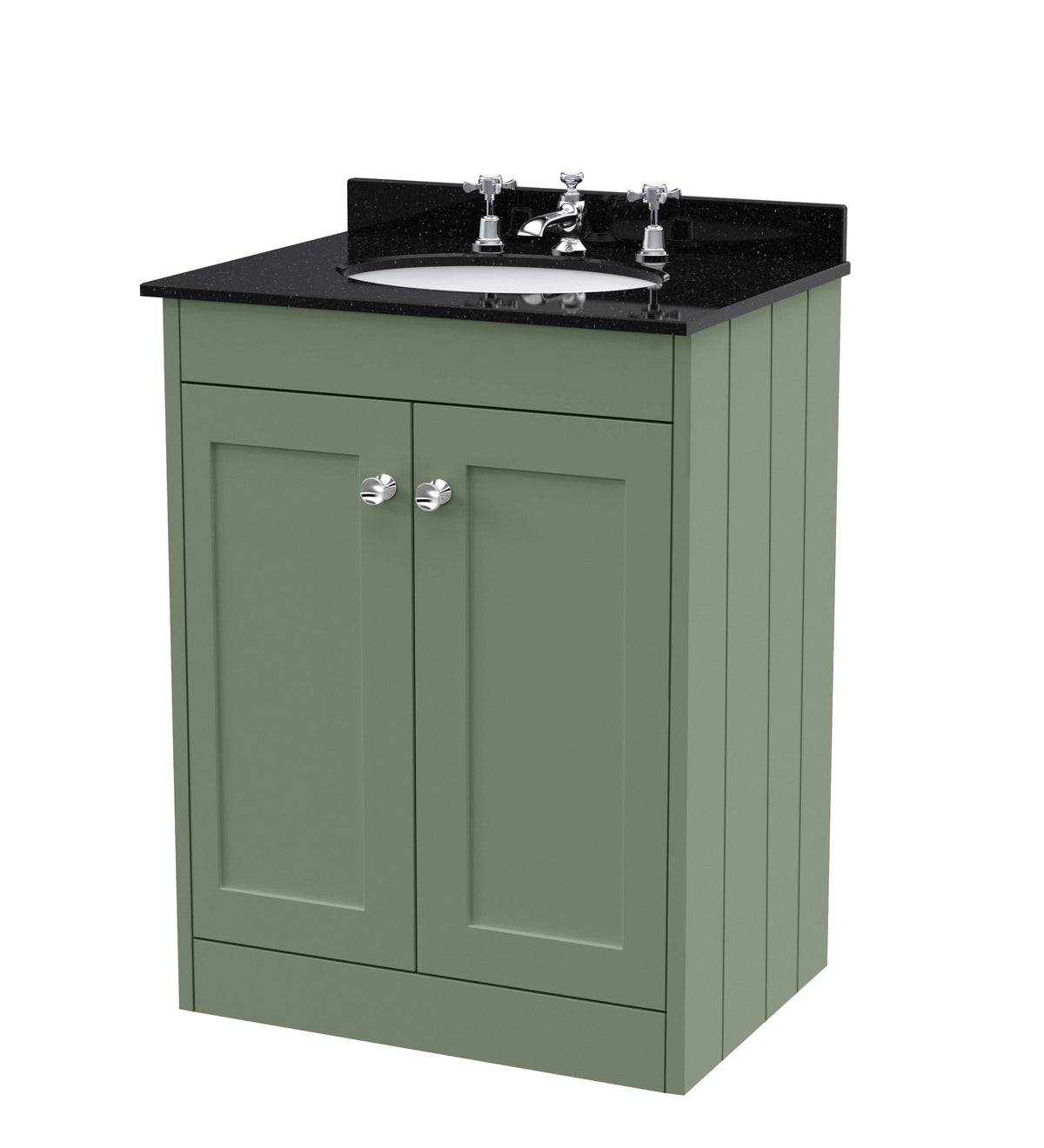 Old London Ashwick 600mm Floorstanding 2-Door Unit With Marble Top 3 Tap Hole