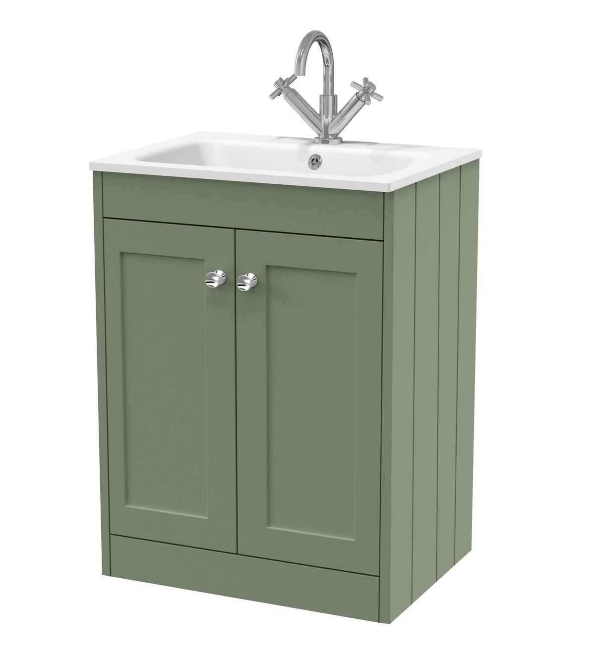 Old London Ashwick 600mm Floorstanding 2-Door Unit With Stone Basin 1 Tap Hole