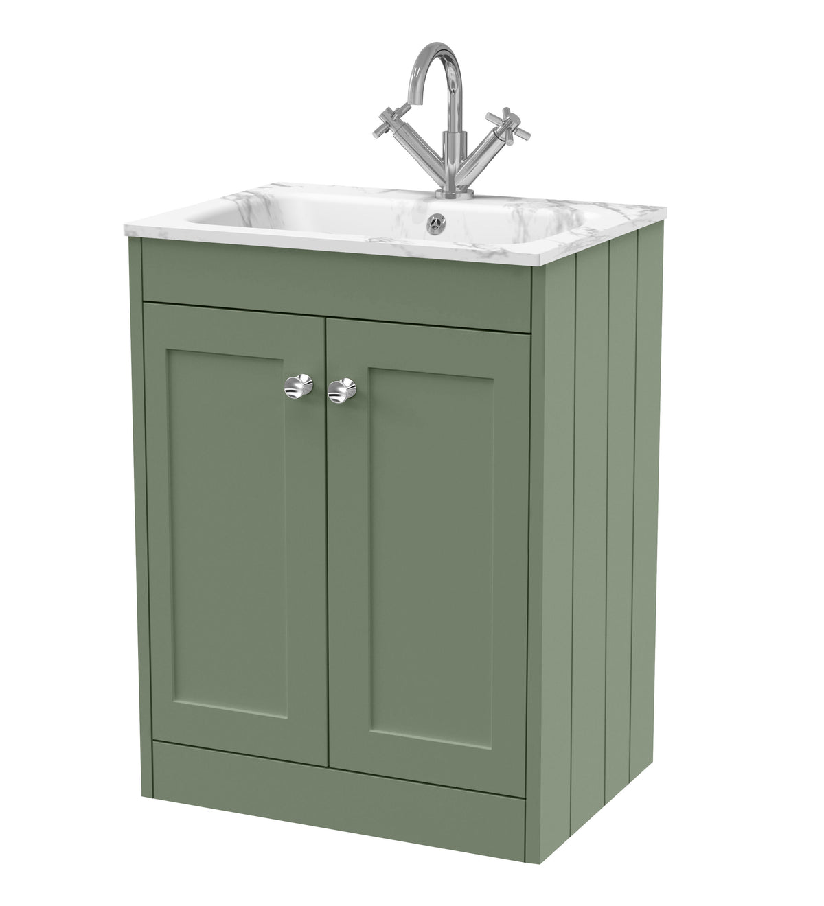 Old London Ashwick 600mm Floorstanding 2-Door Unit With Stone Basin 1 Tap Hole