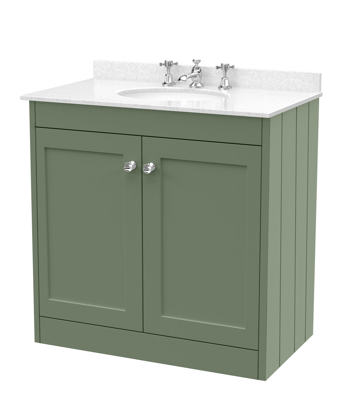 Old London Ashwick 800mm Floorstanding 2-Door Unit With Marble Top 3 Tap Hole