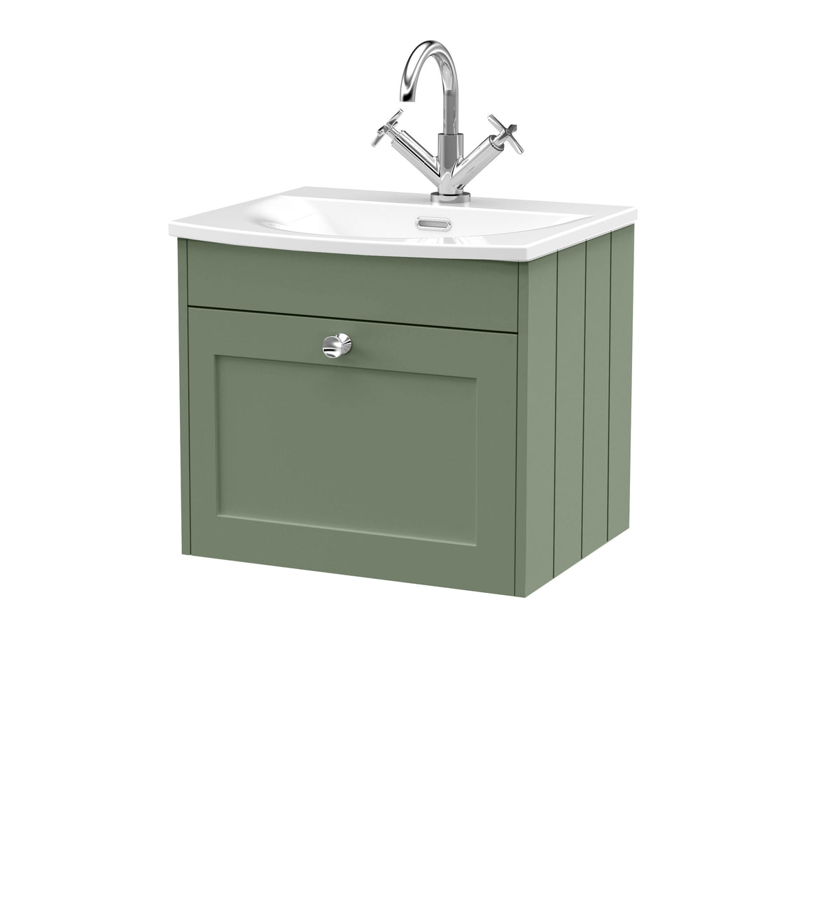 Old London Ashwick 500mm Wall Hung 1-Drawer Unit With Curved Basin