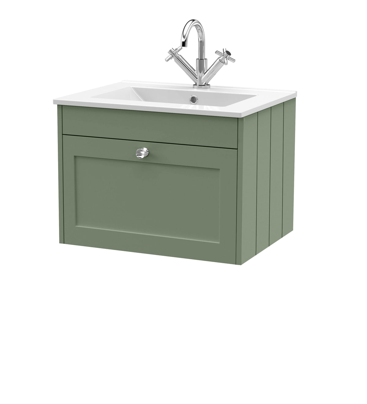 Old London Ashwick 600mm Wall Hung 1-Drawer Unit With Basin 1 Tap Hole