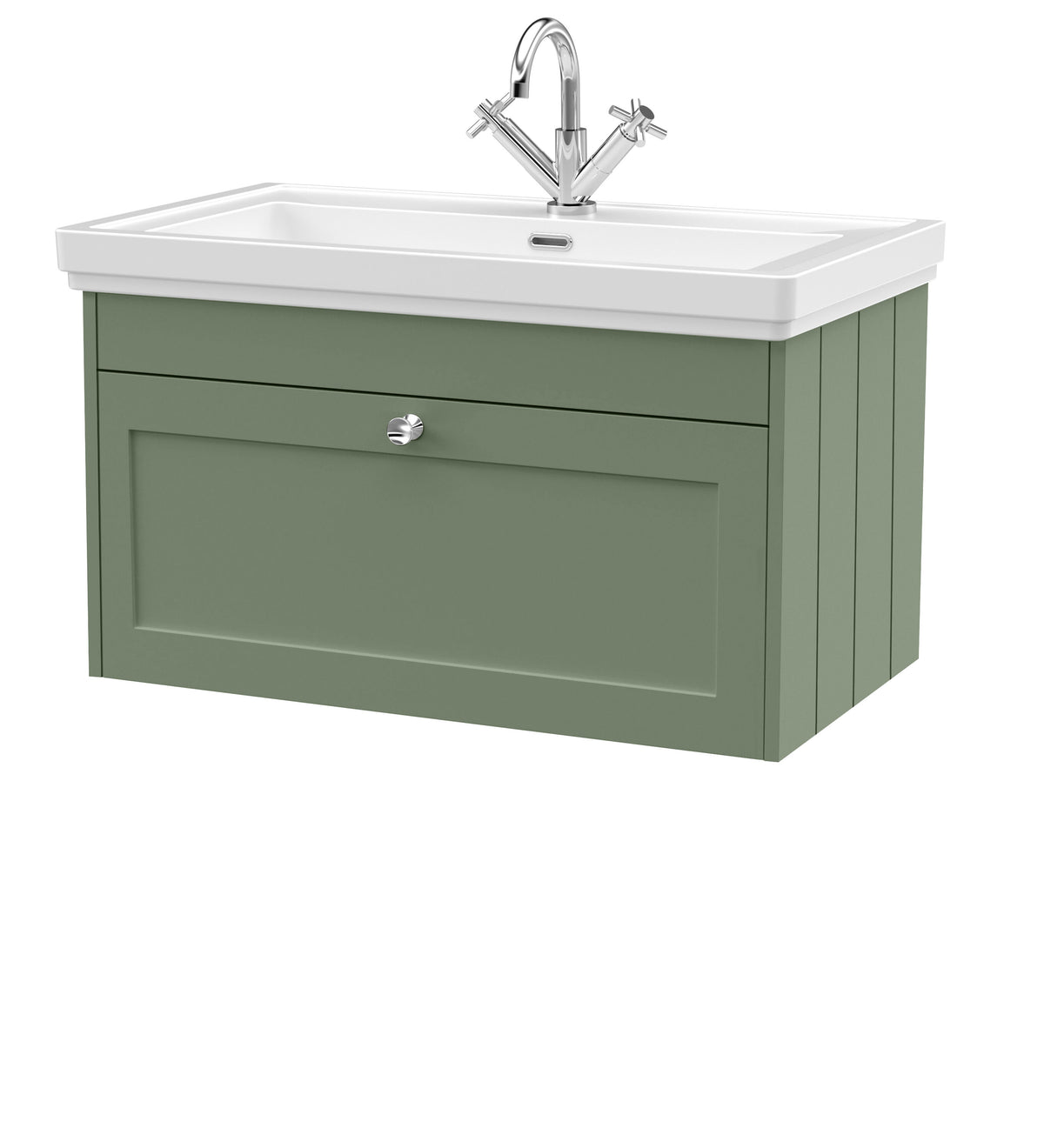 Old London Ashwick 800mm Wall Hung 1-Drawer Unit With Basin 1 Tap Hole
