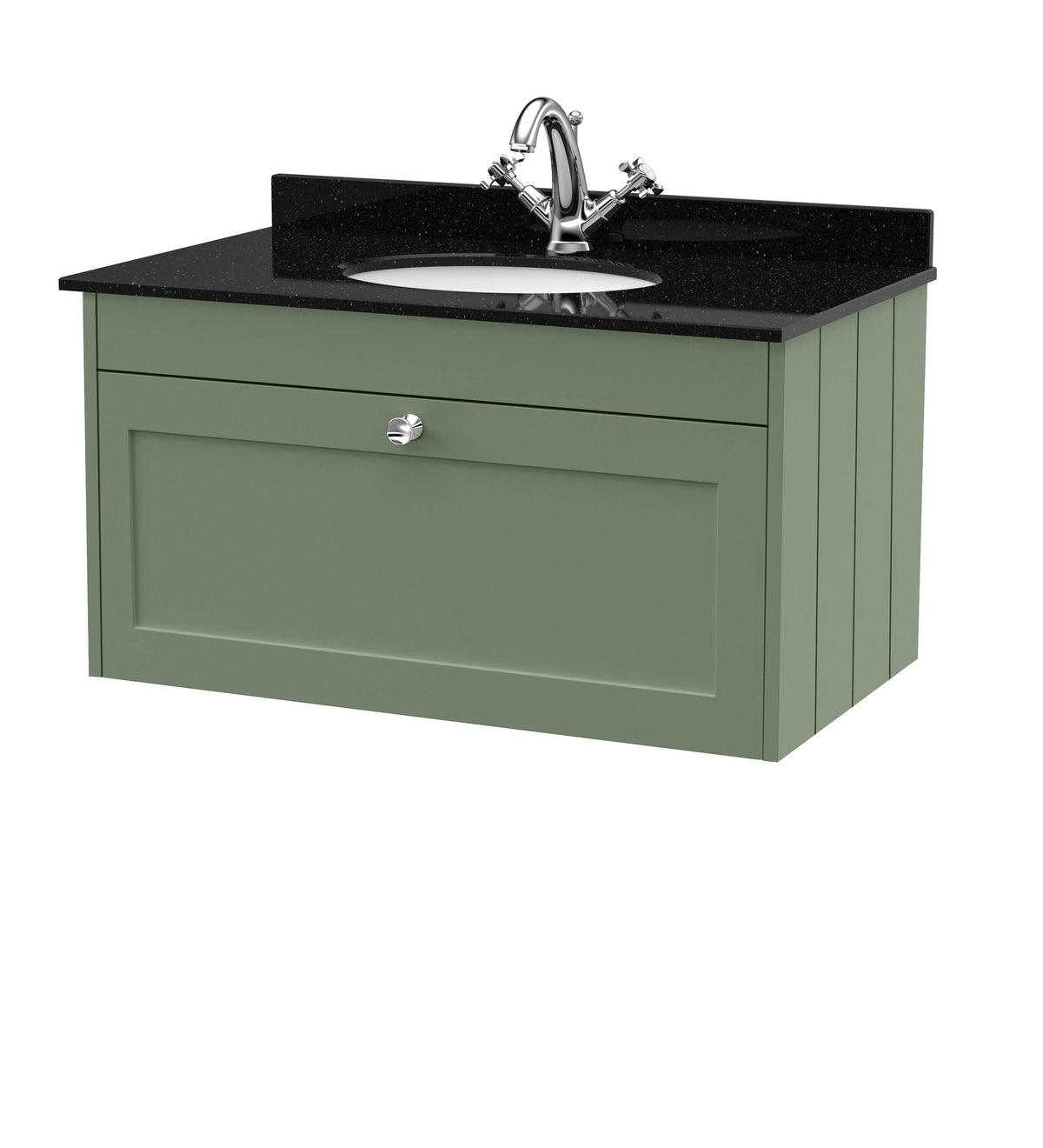 Old London Ashwick 800mm Wall Hung 1-Drawer Unit With Marble Top 1 Tap Hole