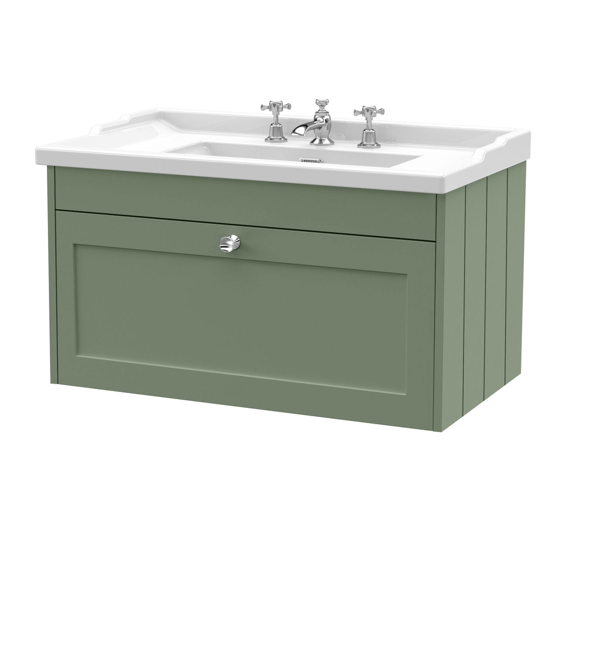 Old London Ashwick 800mm Wall Hung 1-Drawer Unit With Basin 3 Tap Hole