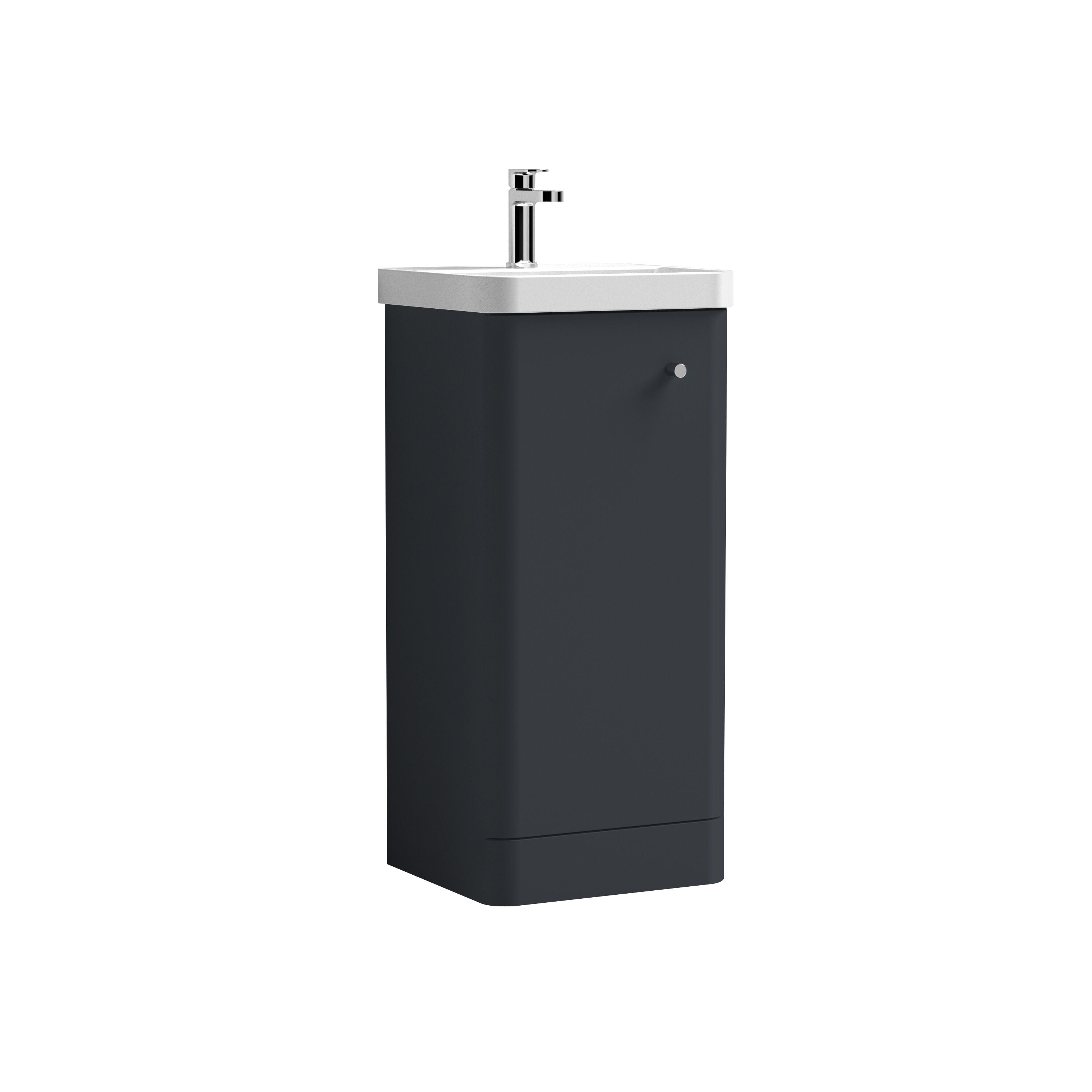 nuie Core 400mm Soft Black 1 Door Floor Standing Vanity Unit With Basin
