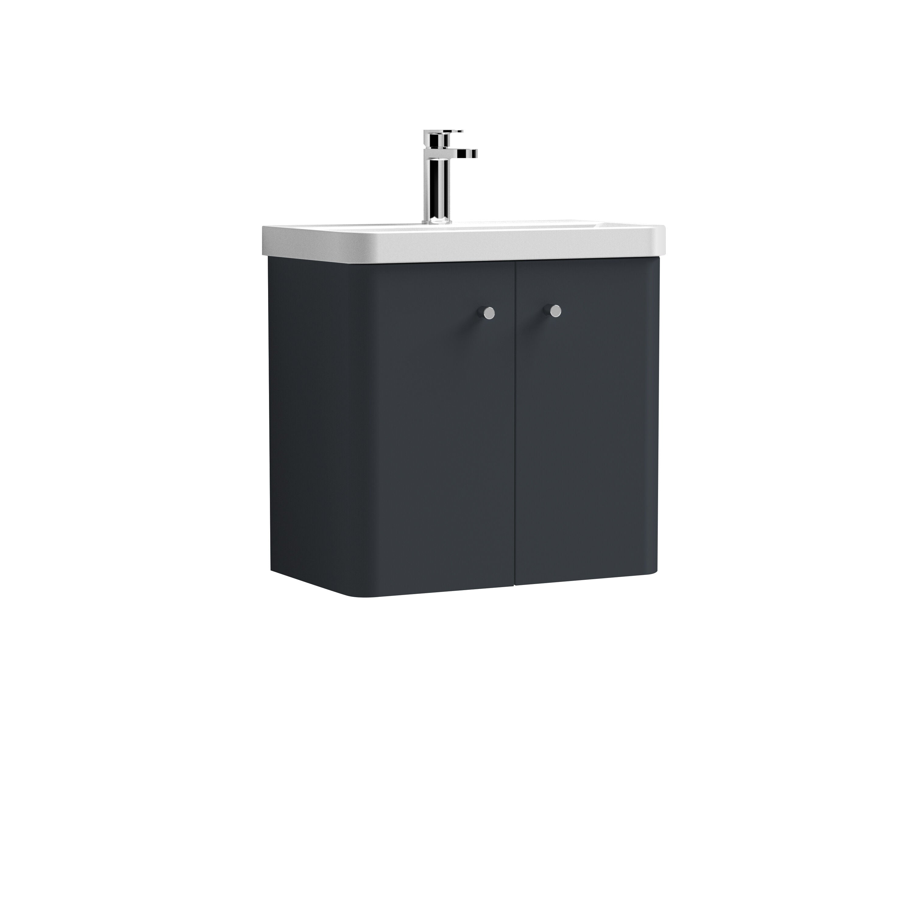nuie Core 600mm Soft Black 2 Door Wall Hung Vanity Unit With Basin
