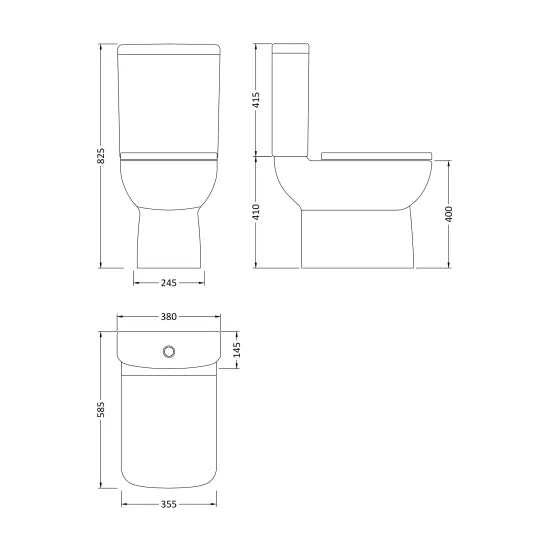Short Projection Semi Flush to Wall Close Coupled Toilet Pan