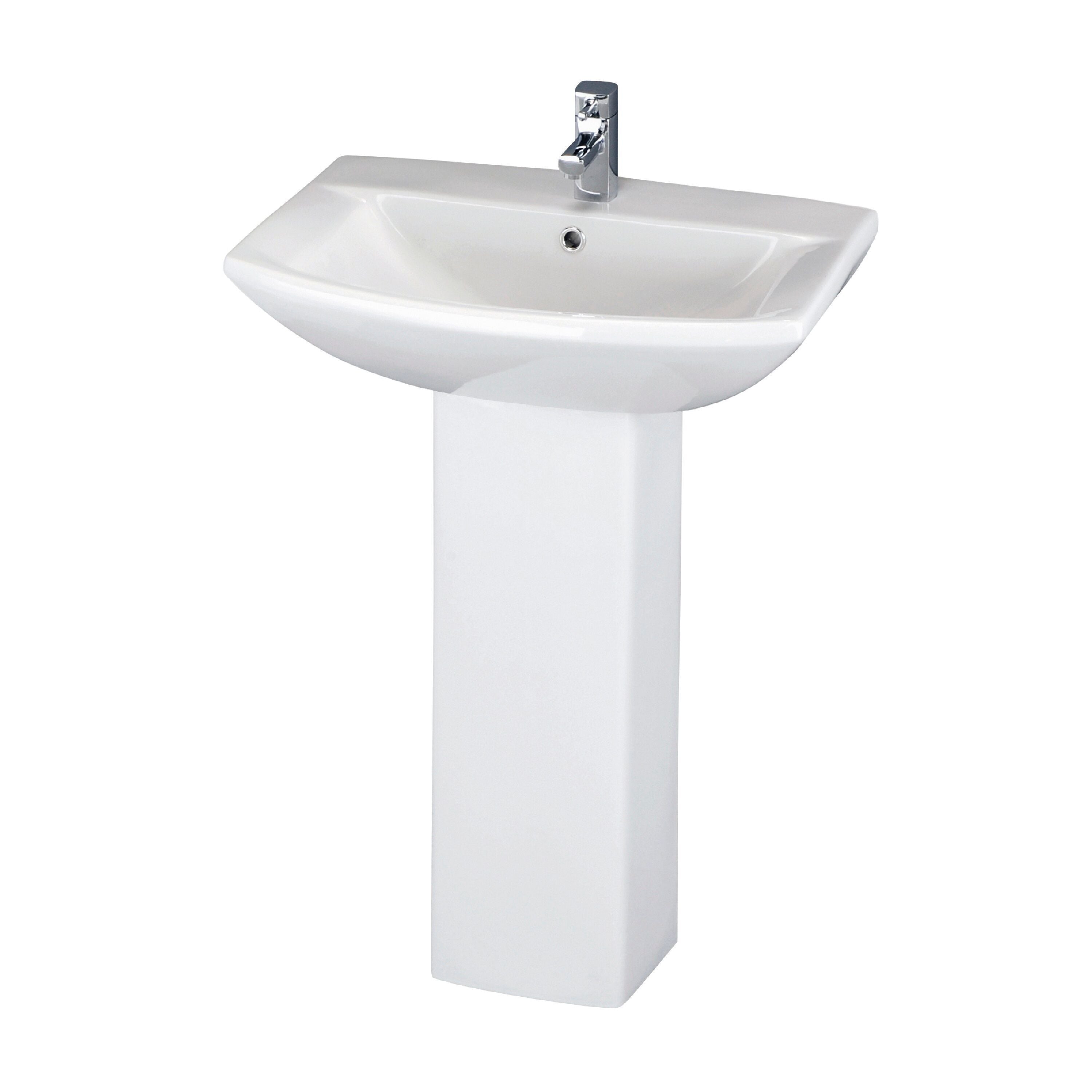 nuie Asselby 1 Tap Hole 600mm Ceramic Basin & Pedestal
