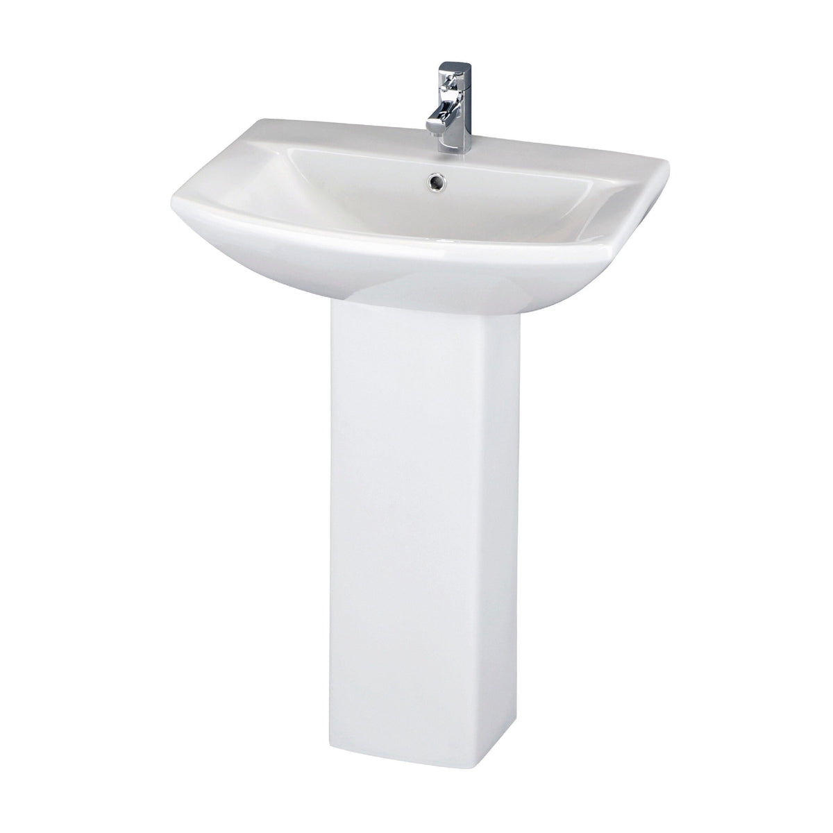Nuie Asselby 1 Tap Hole 600mm Ceramic Basin & Pedestal