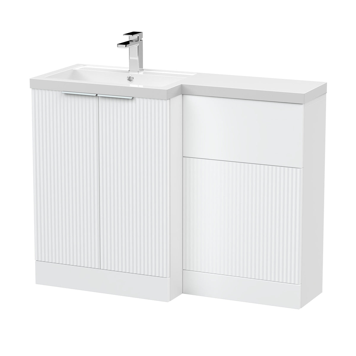 Hudson Reed Fluted 1100mm x 390mm Left Hand Combination Unit With Polymarble Basin