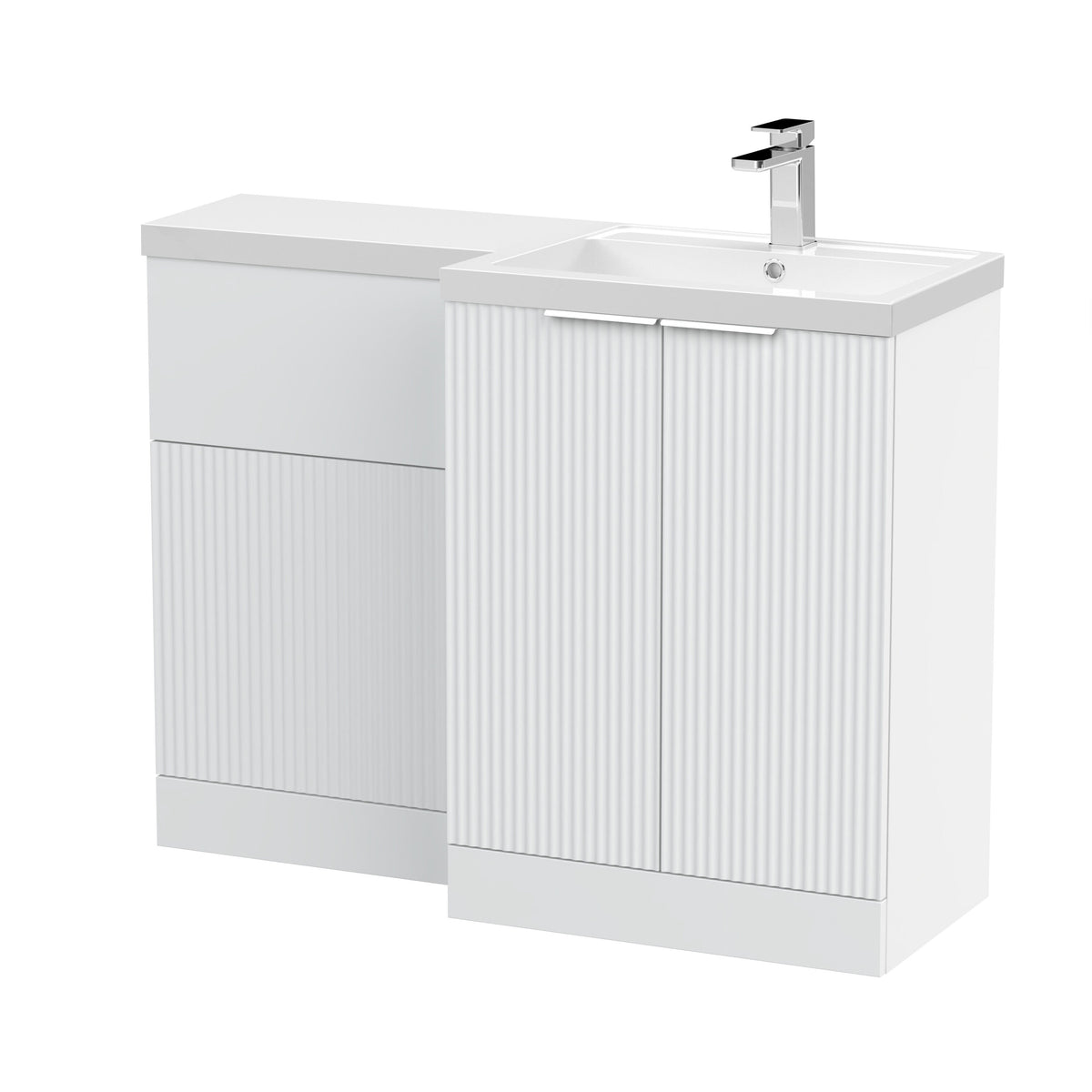Hudson Reed Fluted 1100mm x 390mm Right Hand Combination Unit With Polymarble Basin