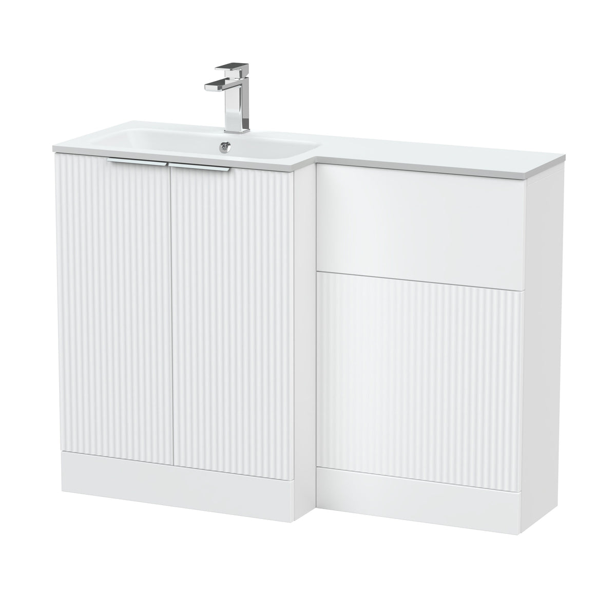Hudson Reed Fluted 1100mm Left-Hand 2 Door Floor Standing Combination Unit With Stone Basin