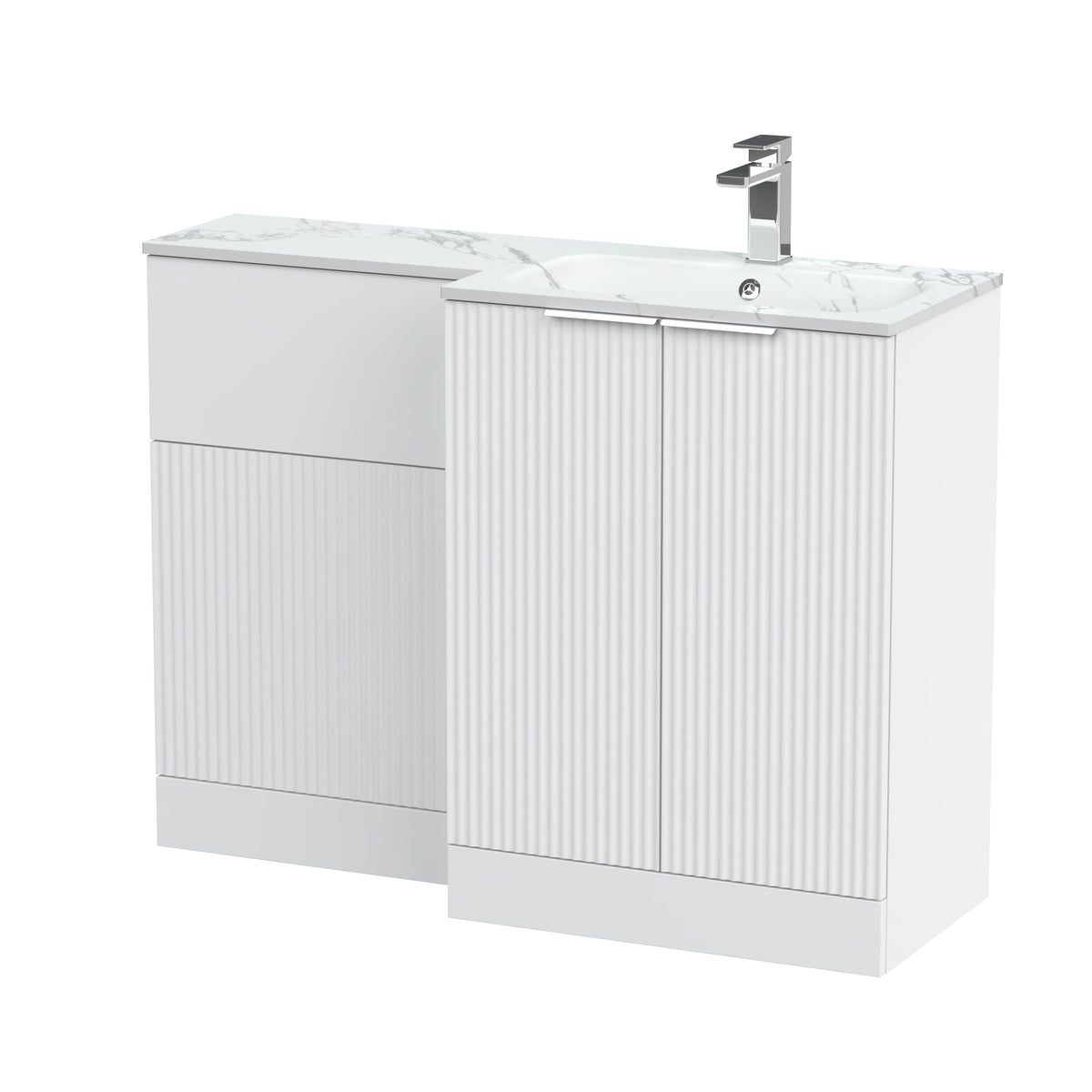 Hudson Reed Fluted 1100mm Right-Hand 2 Door Floor Standing Combination Unit With Stone Basin
