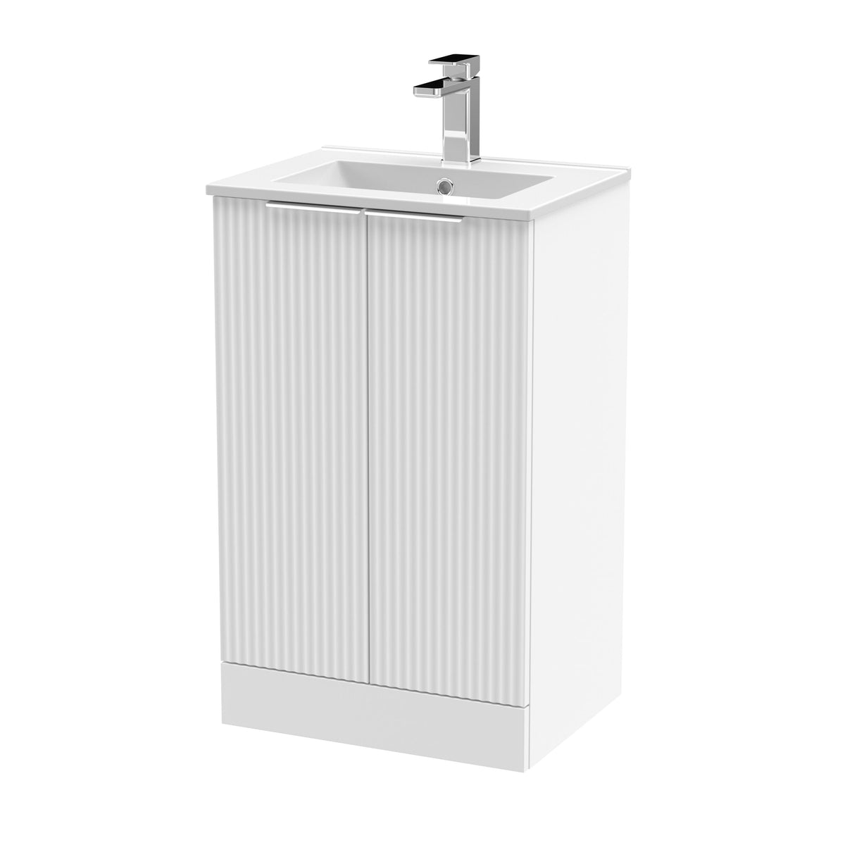 Hudson Reed Fluted 500mm 2 Door Floor Standing Vanity Unit With Minimalist Basin