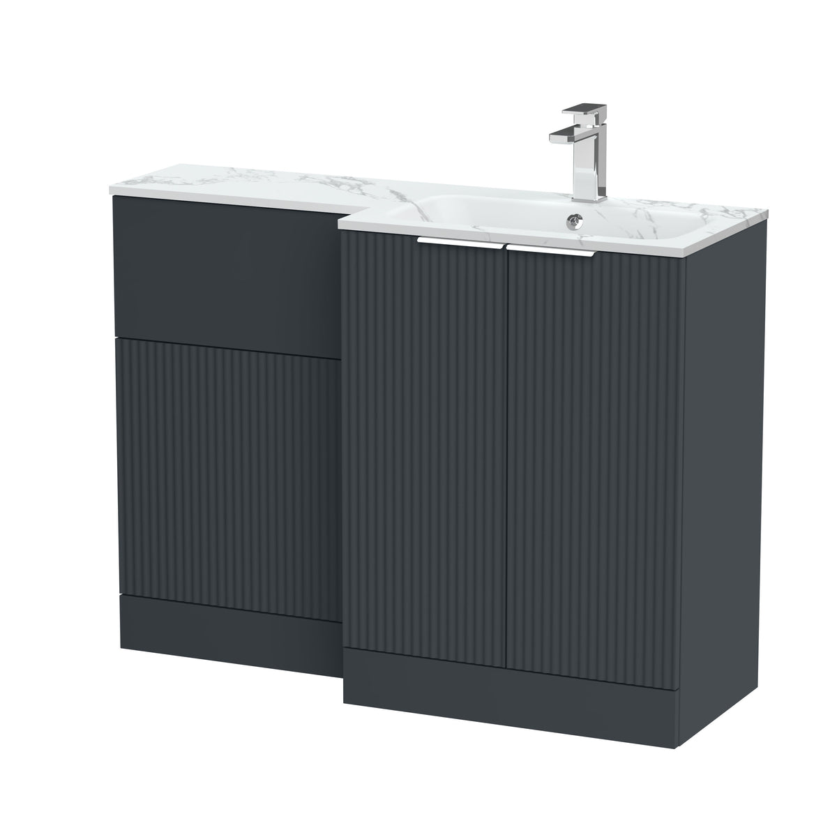 Hudson Reed Fluted 1100mm Right-Hand 2 Door Floor Standing Combination Unit With Stone Basin