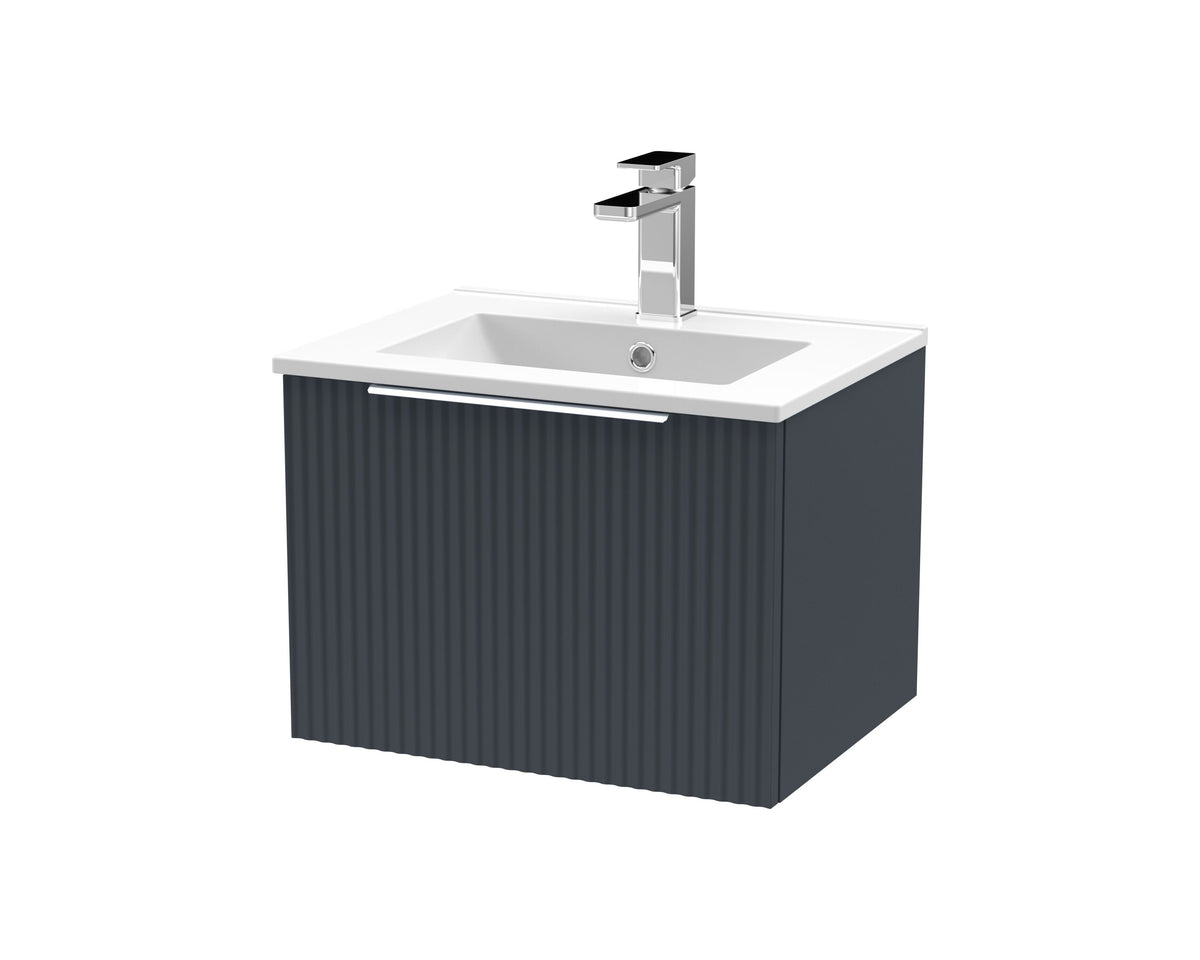 Hudson Reed Fluted 500mm 1 Drawer Wall Hung Vanity Unit With Minimalist Basin
