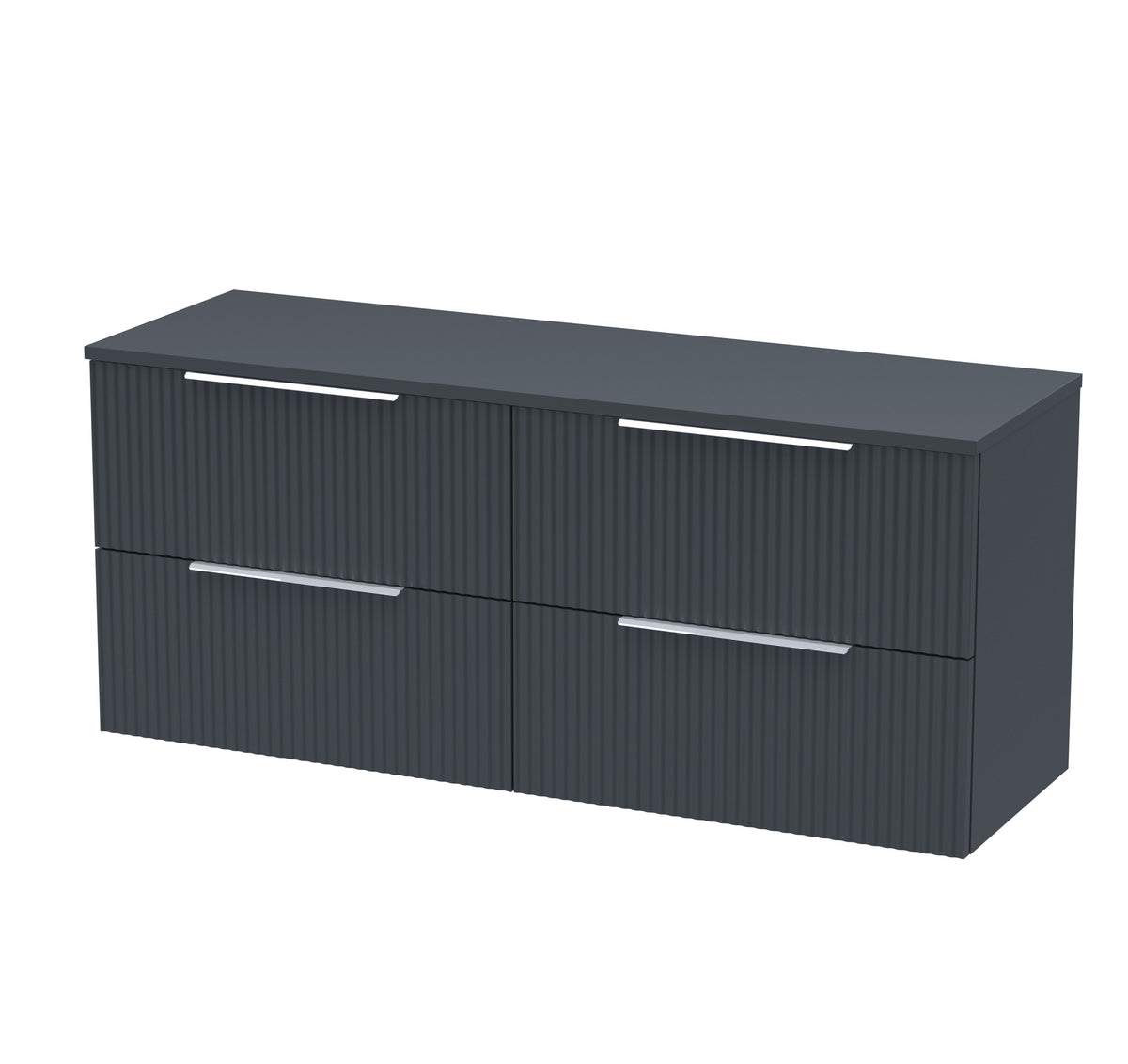 Hudson Reed Fluted 1200mm 4 Drawer Wall Hung Vanity Unit With Co-ordinating Worktop Basin