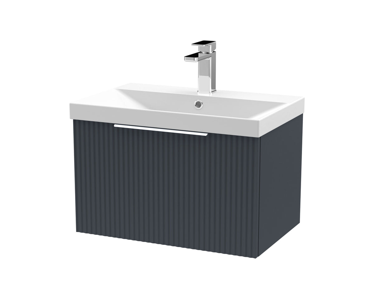 Hudson Reed Fluted 600mm 1 Drawer Wall Hung Vanity Unit With Thin Edge Basin