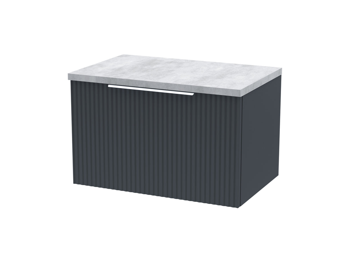 Hudson Reed Fluted 600mm 1 Drawer Wall Hung Vanity With Bellato Grey Worktop