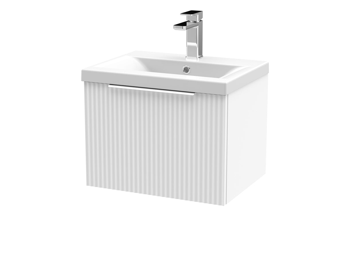 Hudson Reed Fluted 500mm 1 Drawer Wall Hung Vanity Unit With Mid-Edge Basin