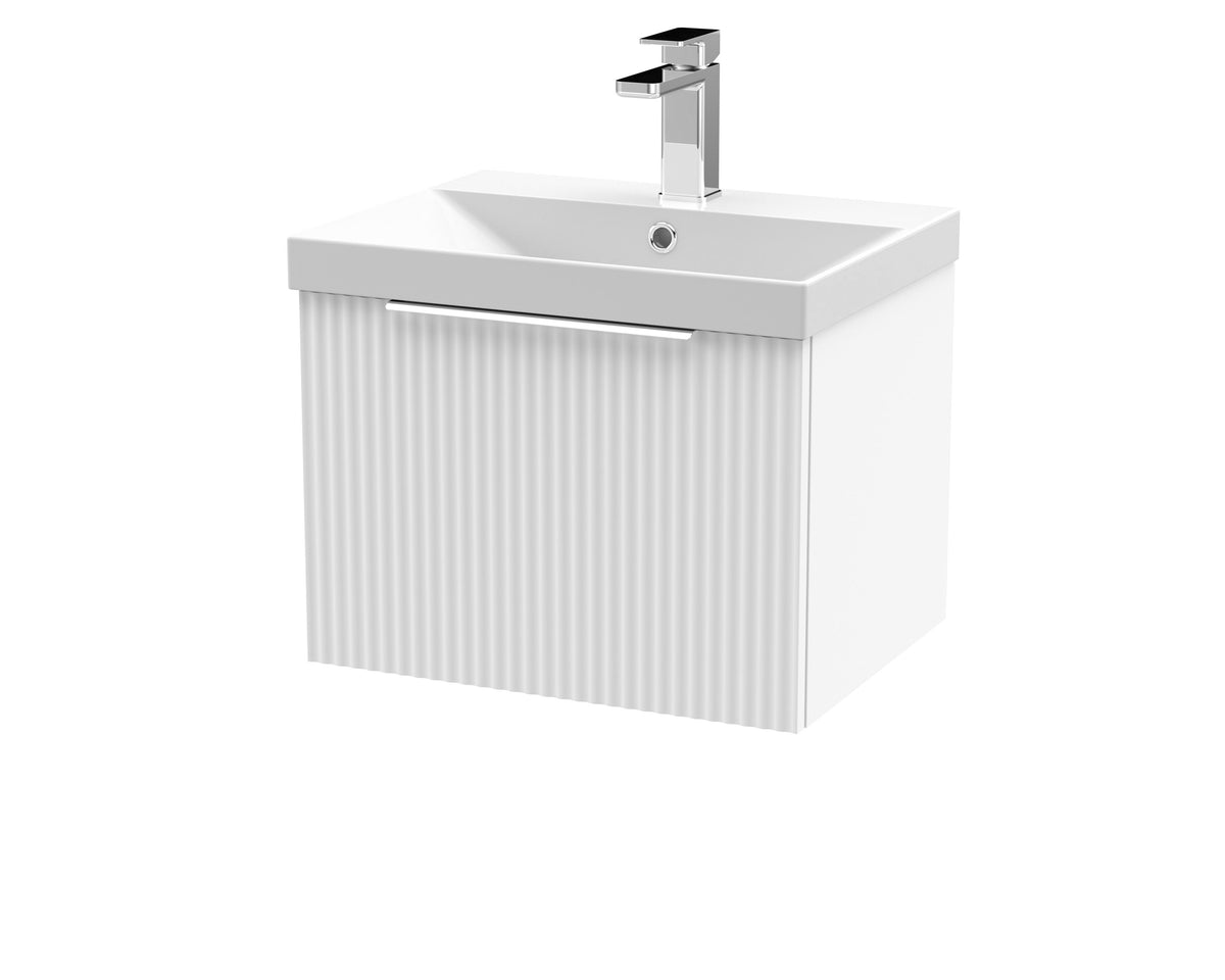 Hudson Reed Fluted 500mm 1 Drawer Wall Hung Vanity Unit With Thin Edge Basin