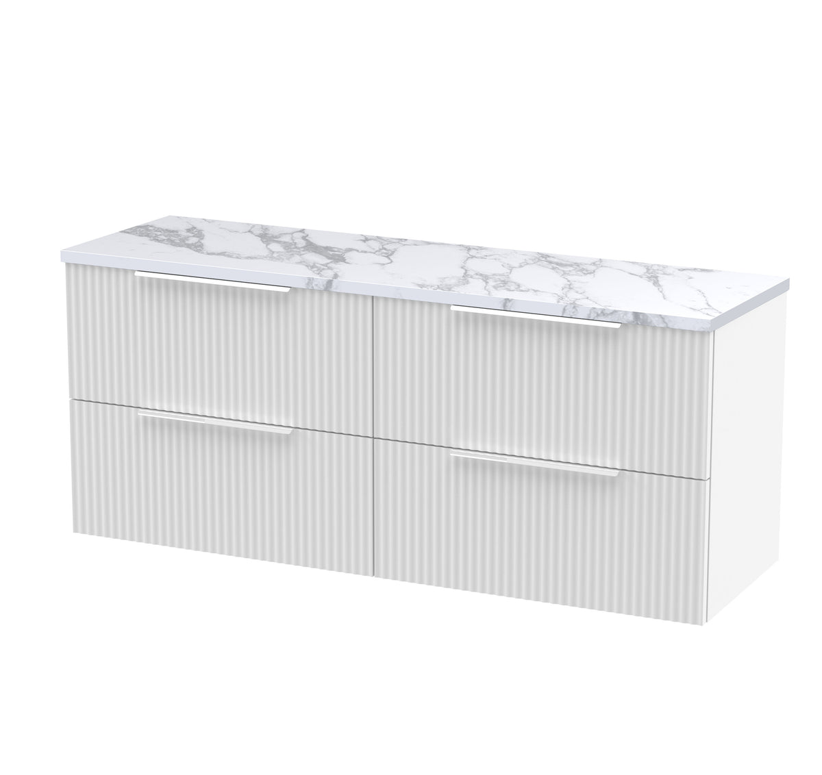 Hudson Reed Fluted 1200mm 4 Drawer Wall Hung Vanity With Carrara Laminate Worktop