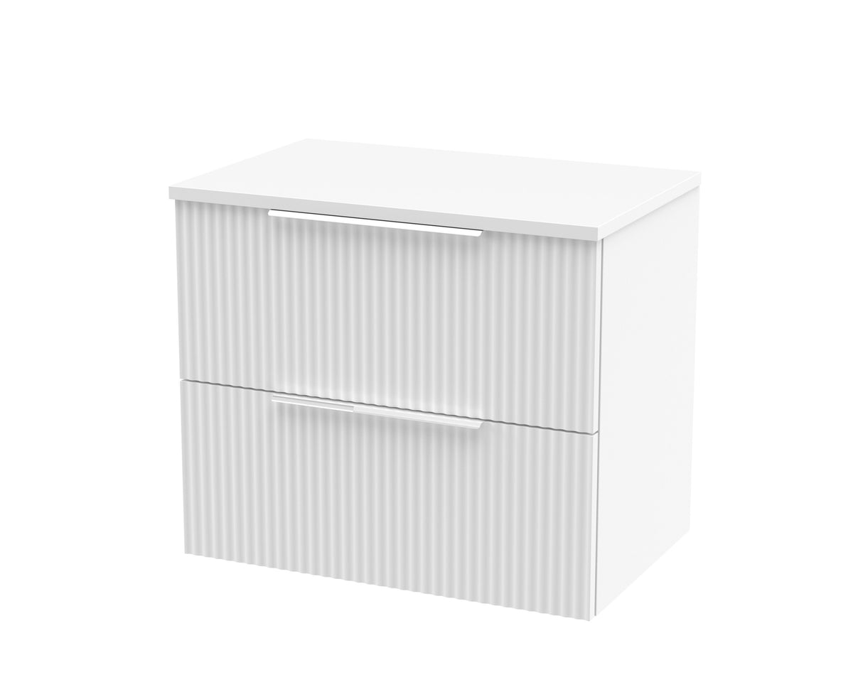 Hudson Reed Fluted 600mm 2 Drawer Wall Hung Vanity With Co-ordinating Worktop