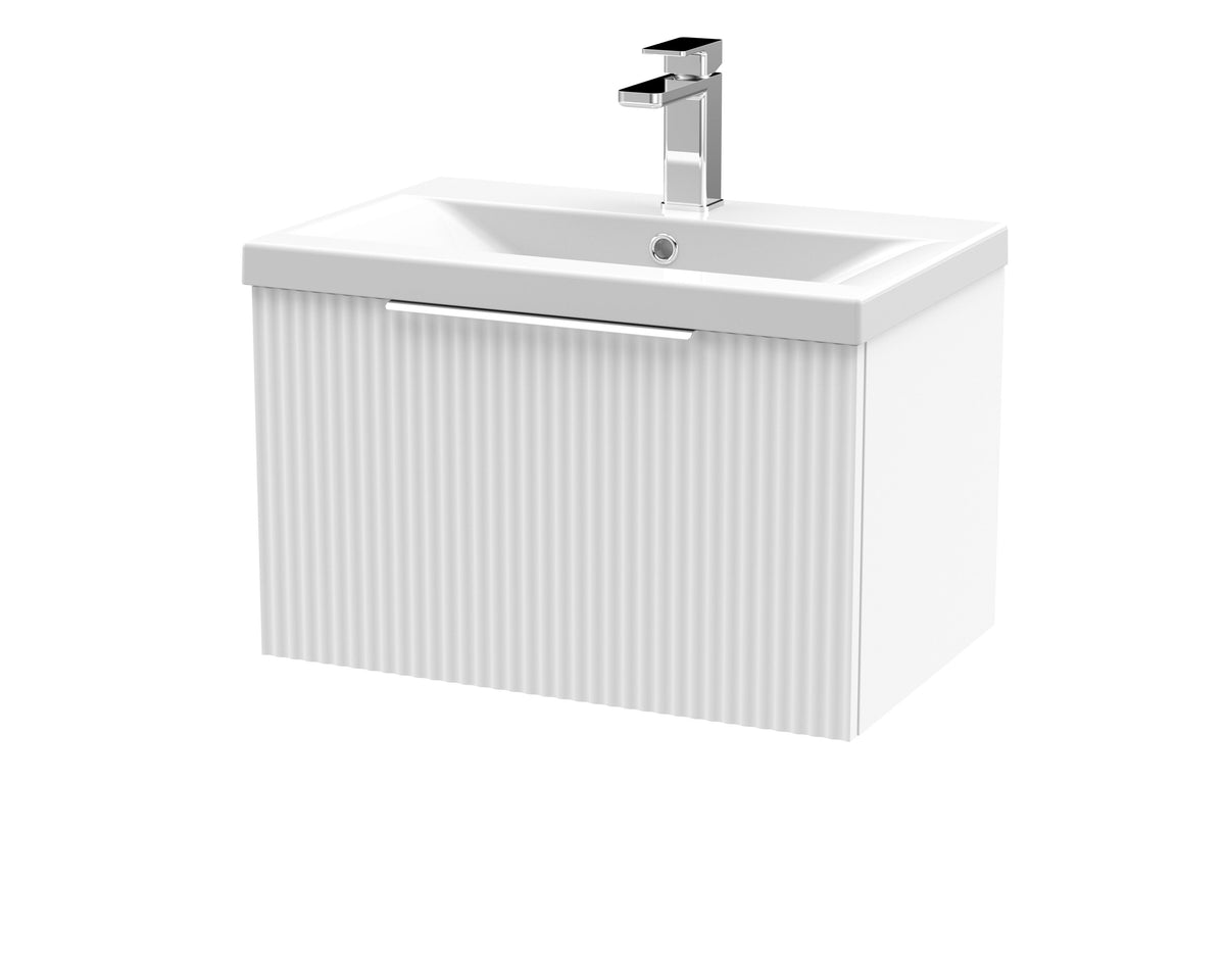 Hudson Reed Fluted 600mm 1 Drawer Wall Hung Vanity Unit With Mid-Edge Basin