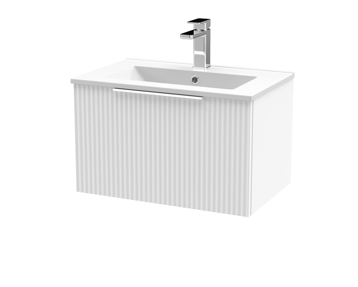 Hudson Reed Fluted 600mm 1 Drawer Wall Hung Vanity Unit With Minimalist Basin