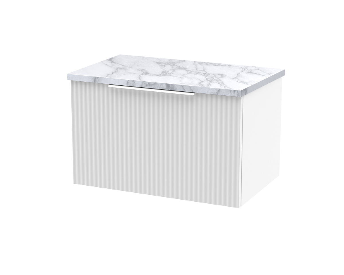 Hudson Reed Fluted 600mm 1 Drawer Wall Hung Vanity With Carrara Laminate Worktop