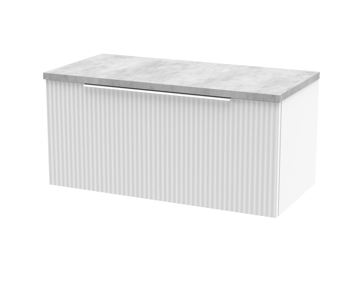 Hudson Reed Fluted 800mm 1 Drawer Wall Hung Vanity With Bellato Grey Worktop