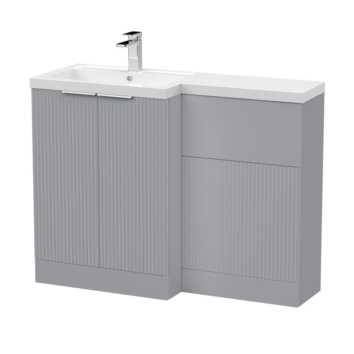 Hudson Reed Fluted 1100mm x 390mm Left Hand Combination Unit With Polymarble Basin