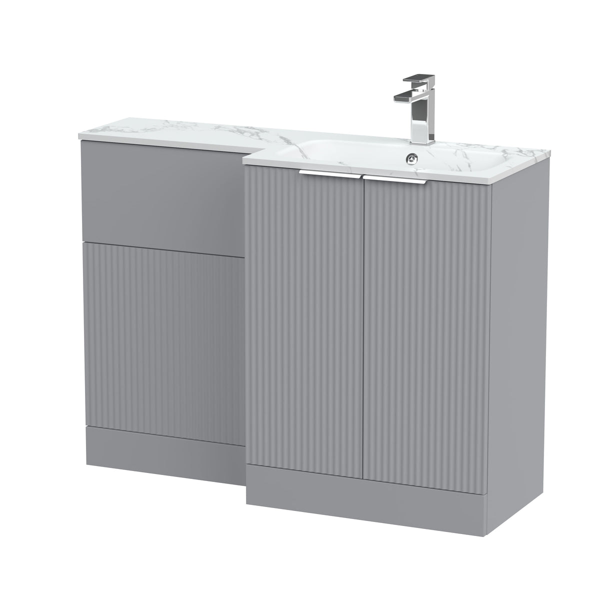 Hudson Reed Fluted 1100mm Right-Hand 2 Door Floor Standing Combination Unit With Stone Basin