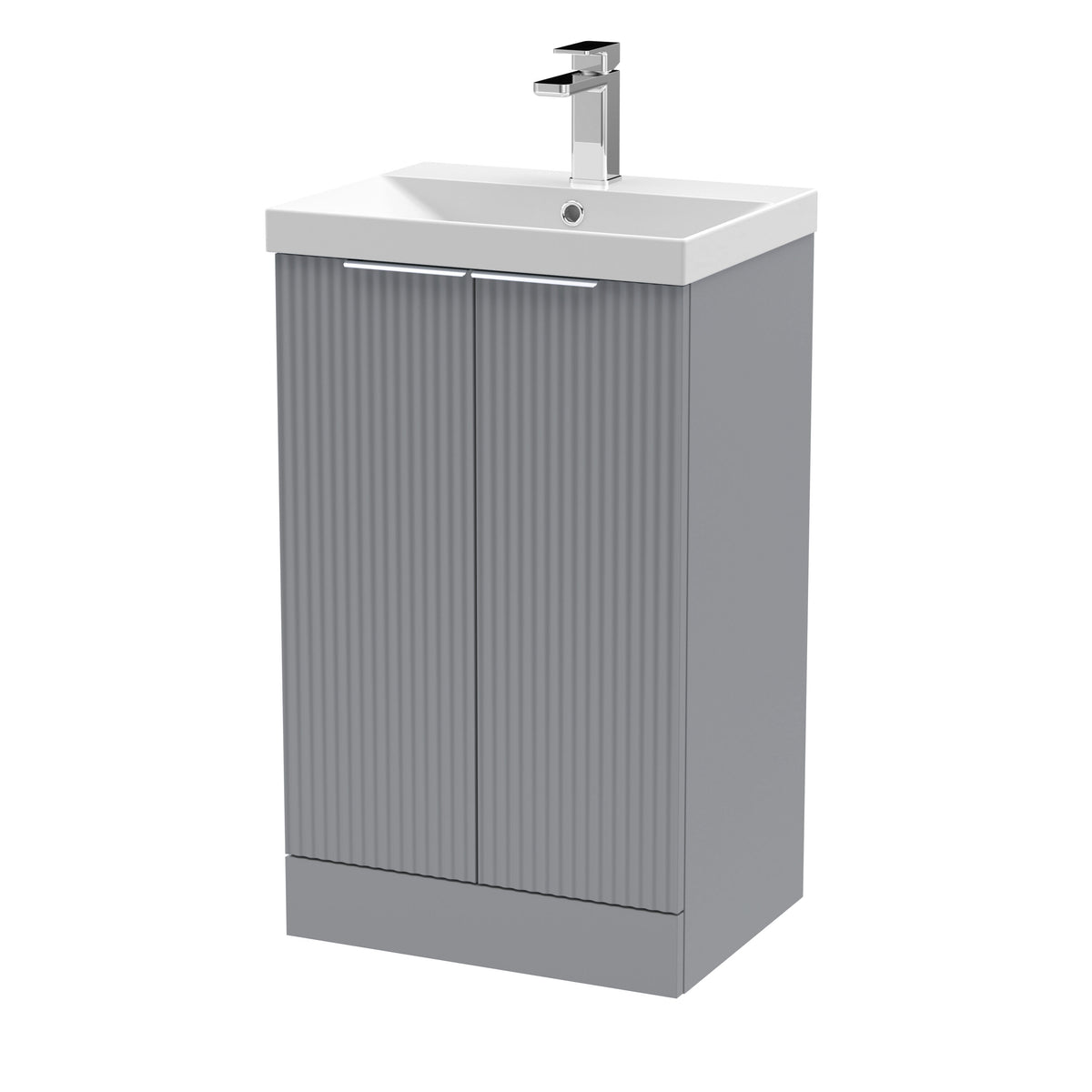 Hudson Reed Fluted 500mm 2 Door Floor Standing Vanity Unit With Thin Edge Basin