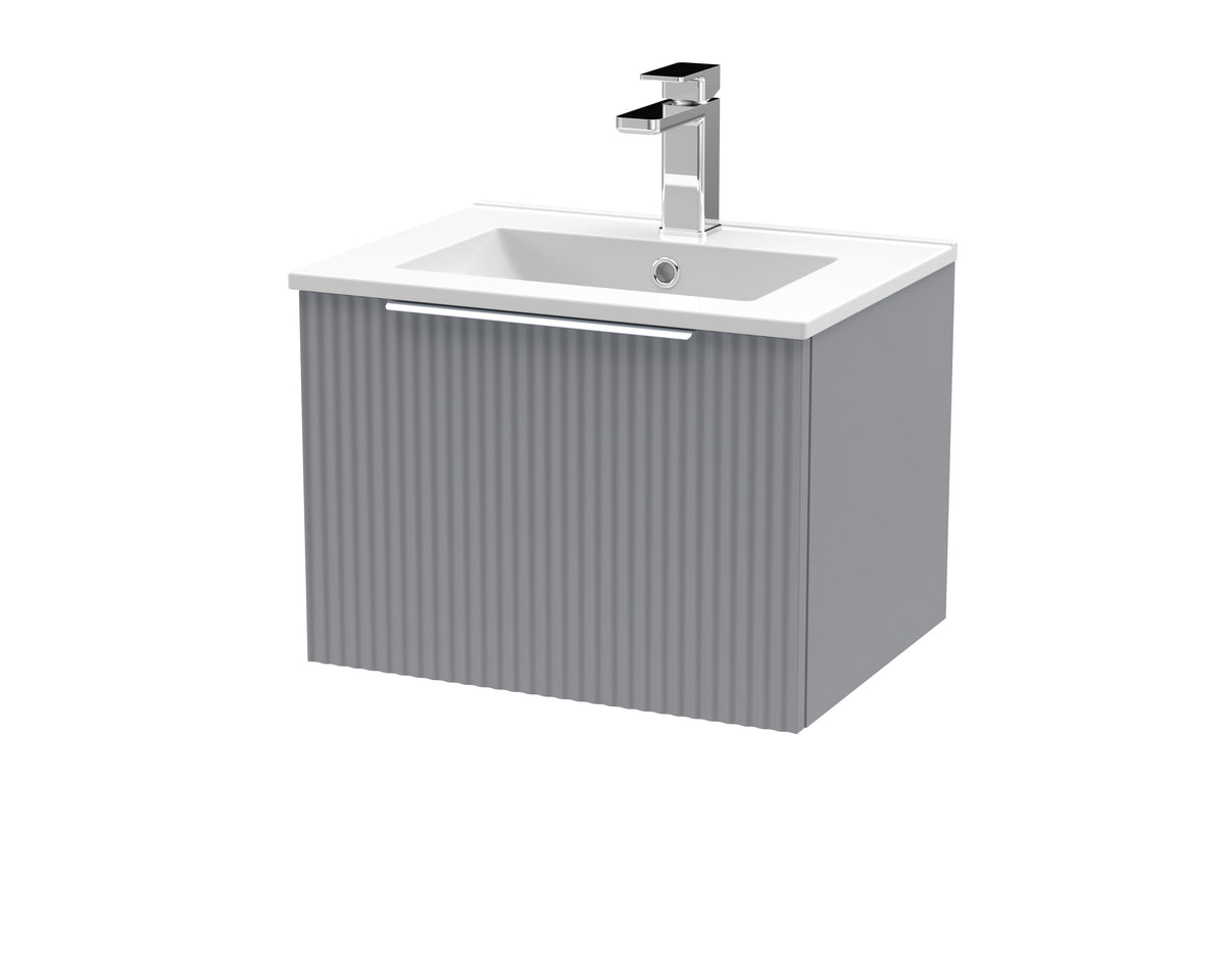 Hudson Reed Fluted 500mm 1 Drawer Wall Hung Vanity Unit With Minimalist Basin