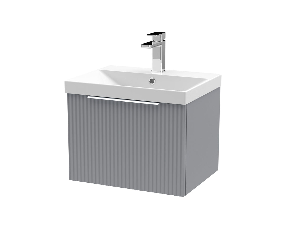 Hudson Reed Fluted 500mm 1 Drawer Wall Hung Vanity Unit With Thin Edge Basin