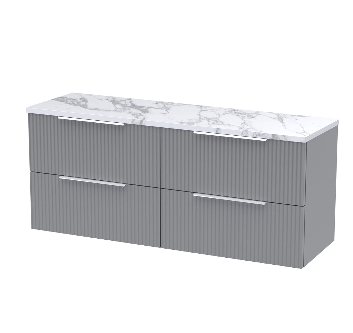 Hudson Reed Fluted 1200mm 4 Drawer Wall Hung Vanity With Carrara Laminate Worktop