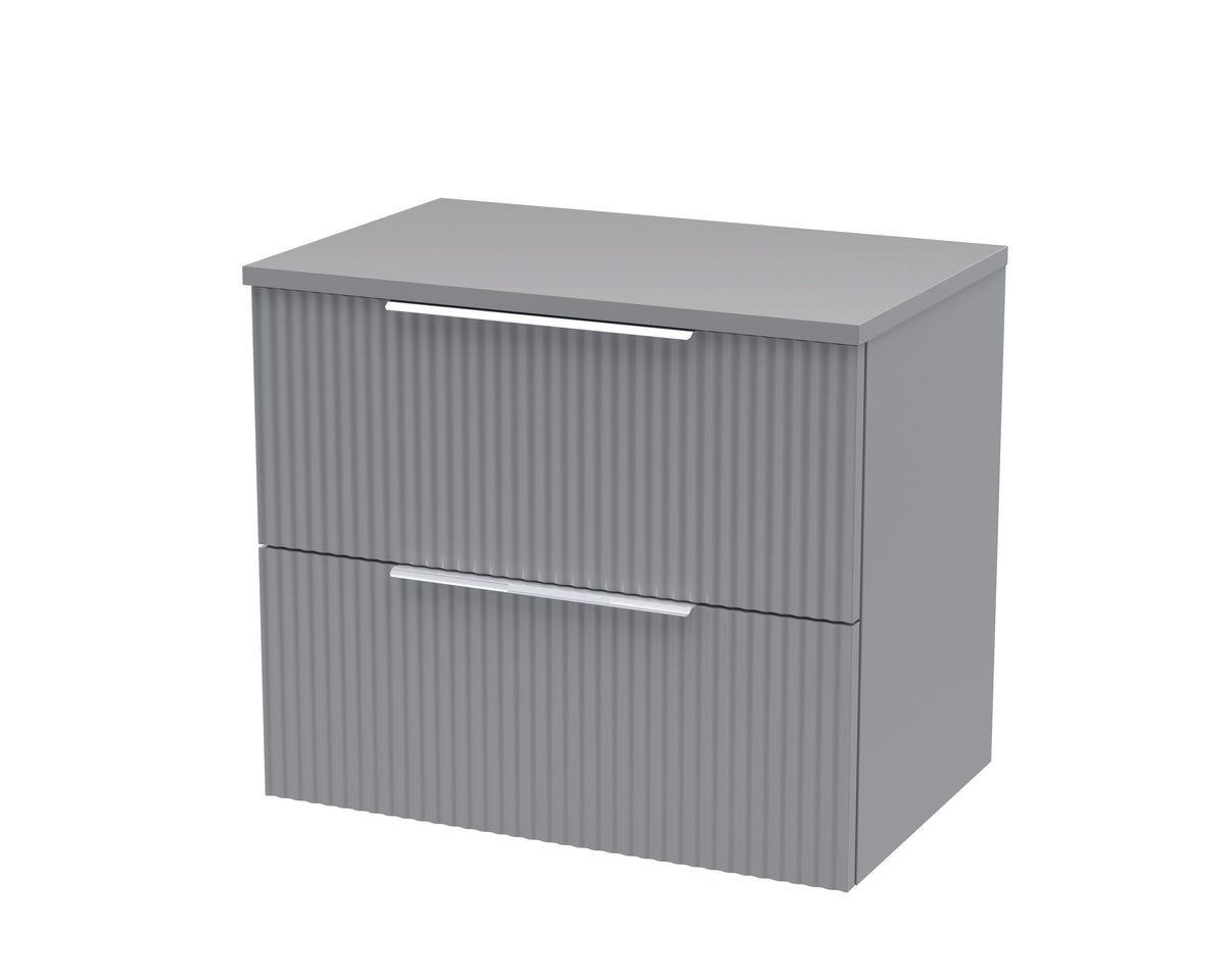 Hudson Reed Fluted 600mm 2 Drawer Wall Hung Vanity With Co-ordinating Worktop
