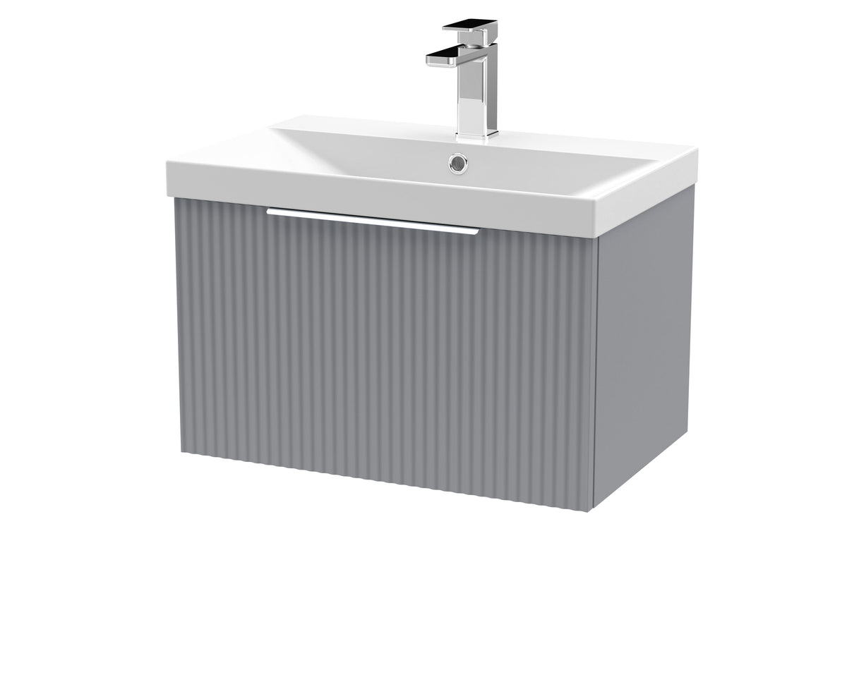Hudson Reed Fluted 600mm 1 Drawer Wall Hung Vanity Unit With Thin Edge Basin