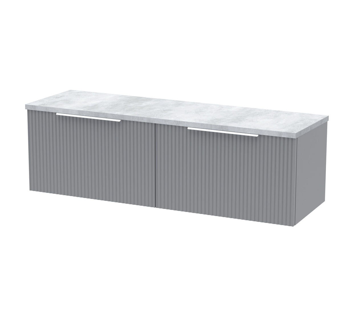 Hudson Reed Fluted 1200mm 2 Drawer Wall Hung Vanity Unit With Bellato Grey Worktop