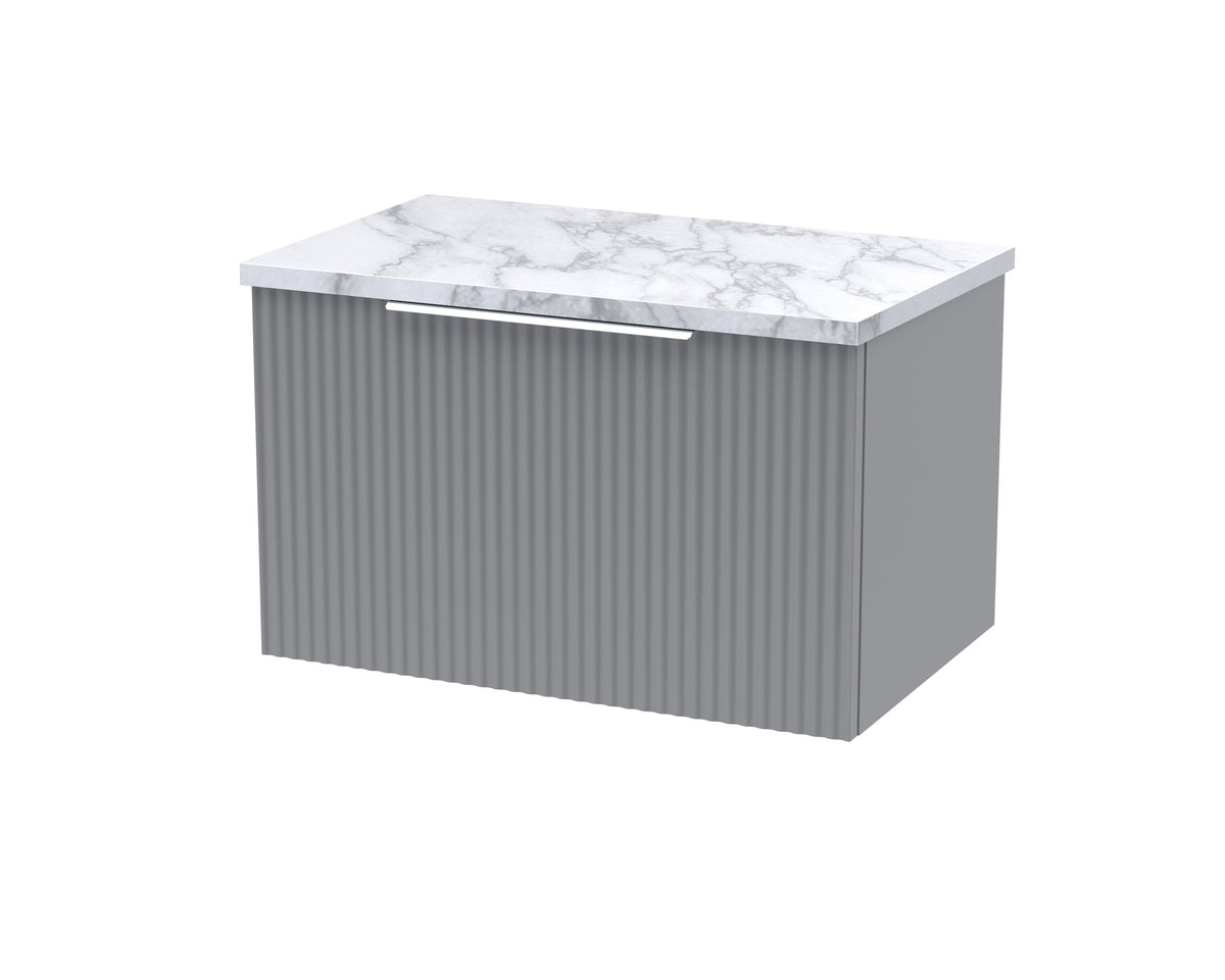 Hudson Reed Fluted 600mm 1 Drawer Wall Hung Vanity Unit With Carrara Laminate Worktop