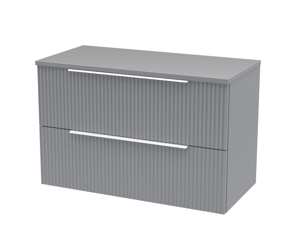 Hudson Reed Fluted 800mm 2 Drawer Wall Hung Vanity With Co-ordinating Worktop