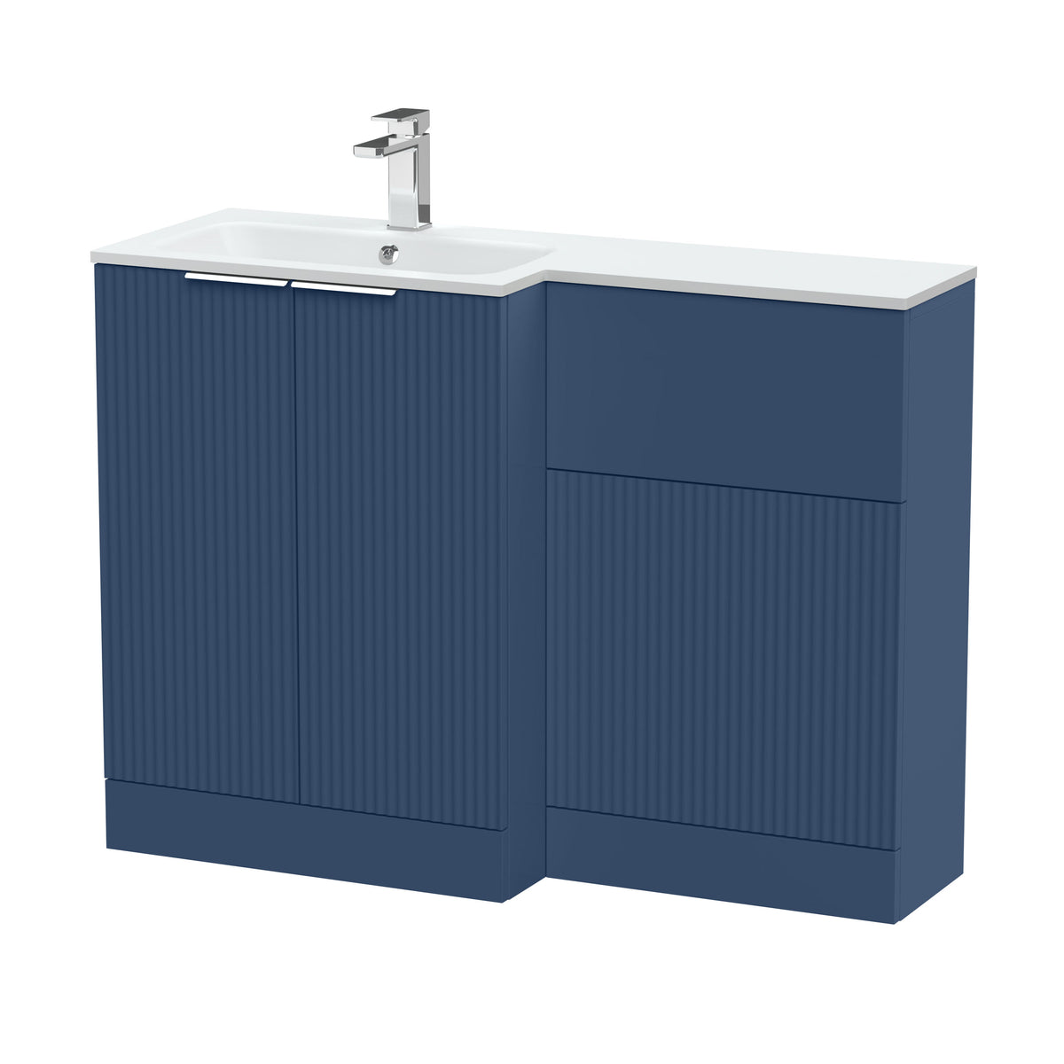 Hudson Reed Fluted 1100mm Left-Hand 2 Door Floor Standing Combination Unit With Stone Basin