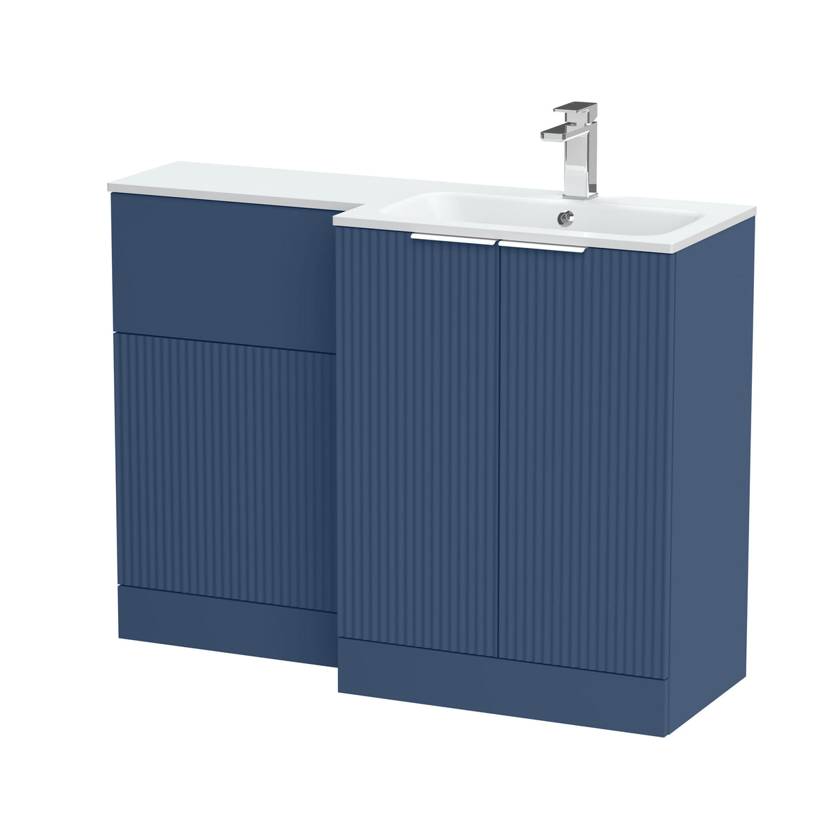 Hudson Reed Fluted 1100mm Right-Hand 2 Door Floor Standing Combination Unit With Stone Basin