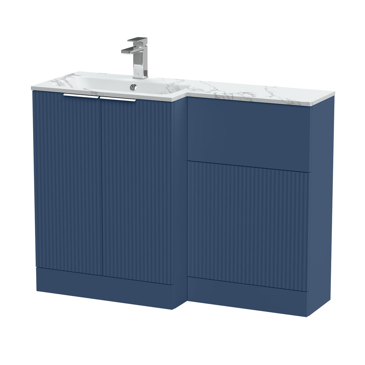 Hudson Reed Fluted 1100mm Left-Hand 2 Door Floor Standing Combination Unit With Stone Basin