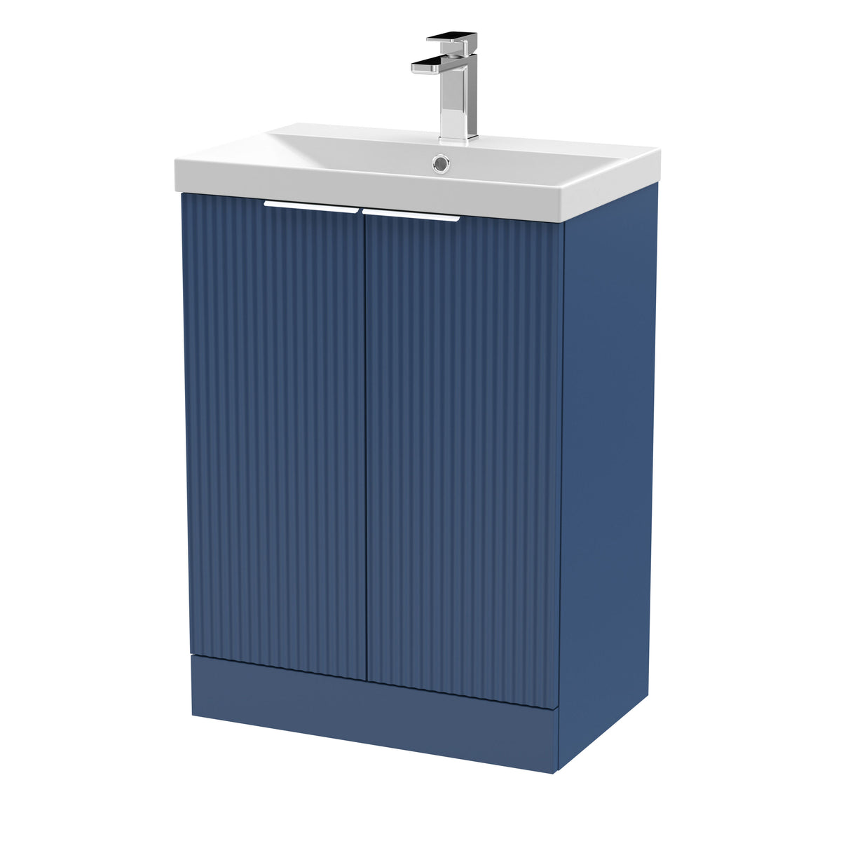Hudson Reed Fluted 600mm 2 Door Floor Standing Vanity Unit With Thin Edge Basin